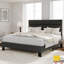 Grand lit plateforme avec tête de lit tapissier réglable en lin, lattes de bois, structure robuste, aucun sommier requis, assemblage facile-746257011