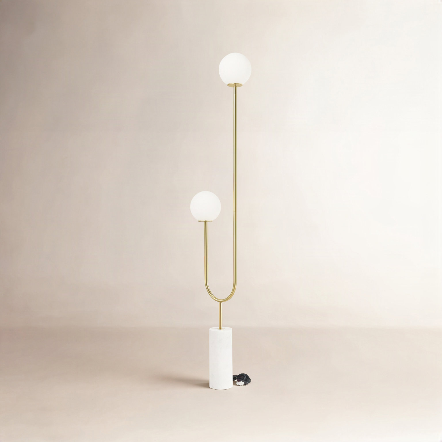 Ixia 73" Genuine Marble Floor Lamp, Gold/White