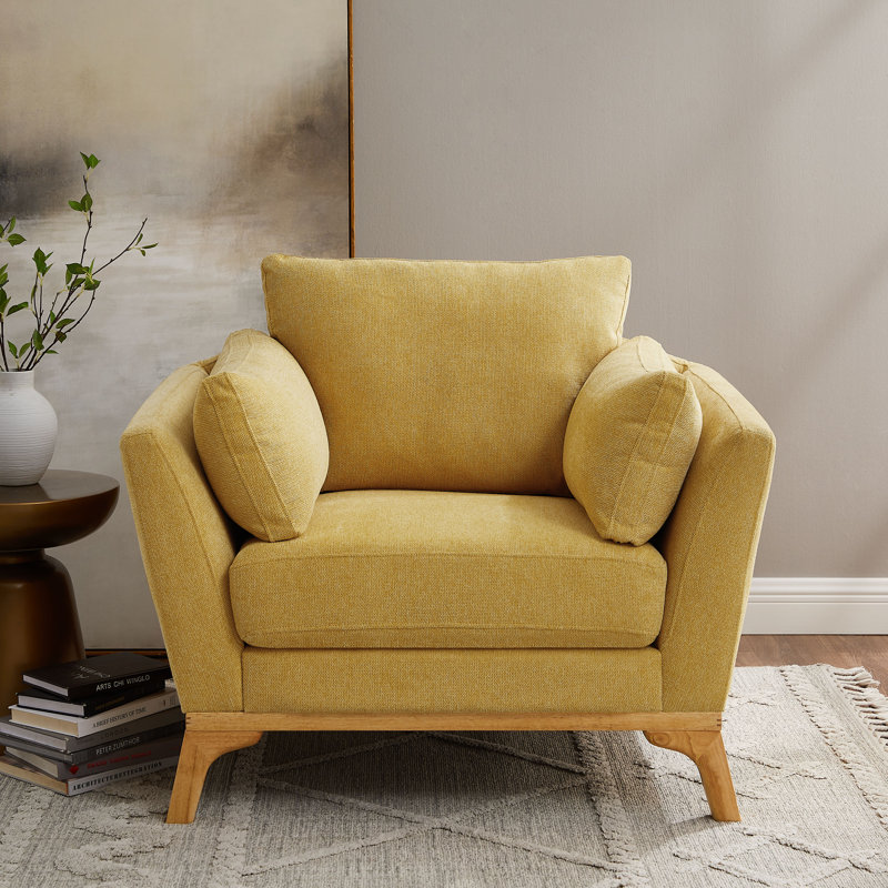 Lodell Upholstered Armchair, Yellow Polyester Twill