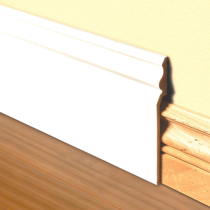Ensemble complet de moulures de plancher, plinthe de 8 po de hauteur x 7/8 po, H 3/4 de hauteur x 3/4 de tour, toutes deux 8 pi de longueur