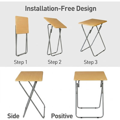 Folding Tv Tray Tables For Eating, Portable Dinner Table For Small Space, Couch, Living Room, 19" X 15" X 26" Inches, Cherry