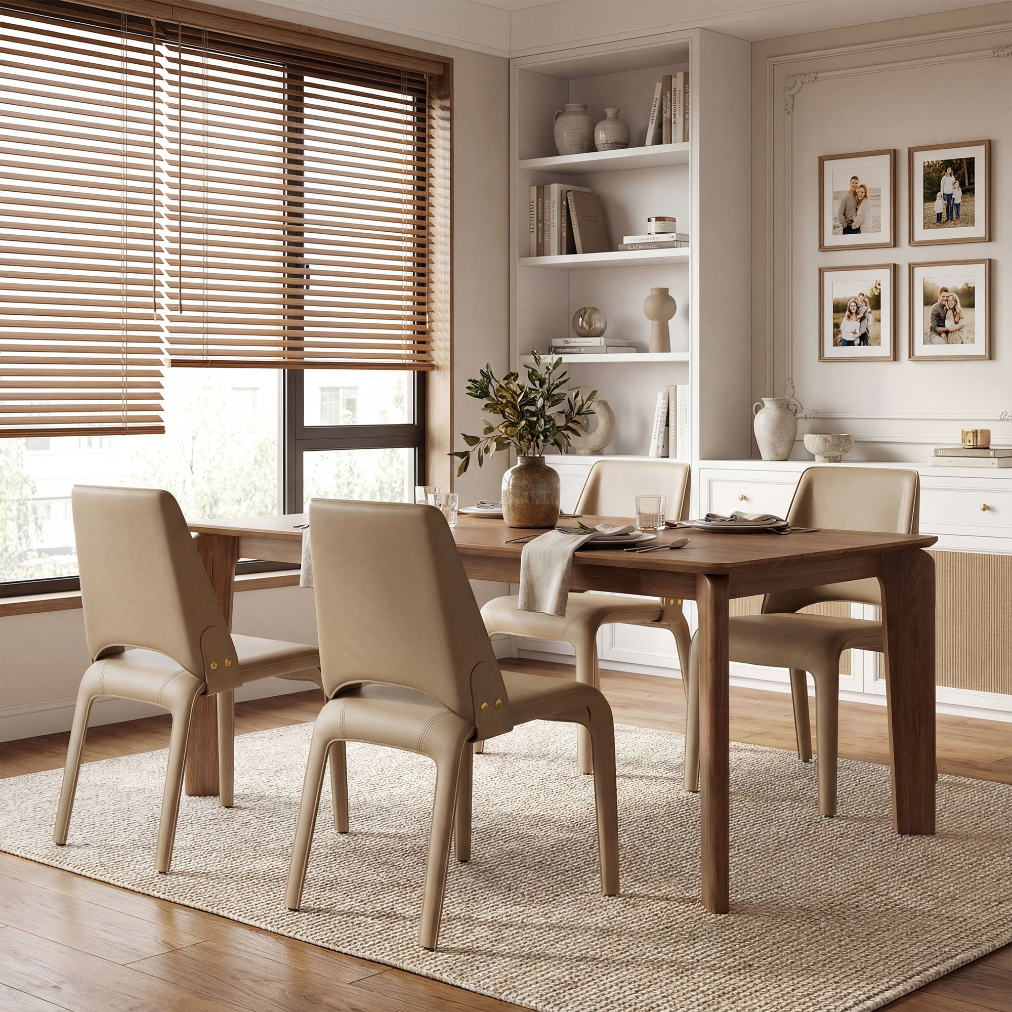 Vannes Vegan Leather Dining Chair, 4, Tan, Minimal Assembly Needed