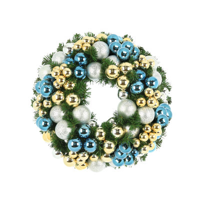 26" Holiday Evergreen Wreath With Ornaments