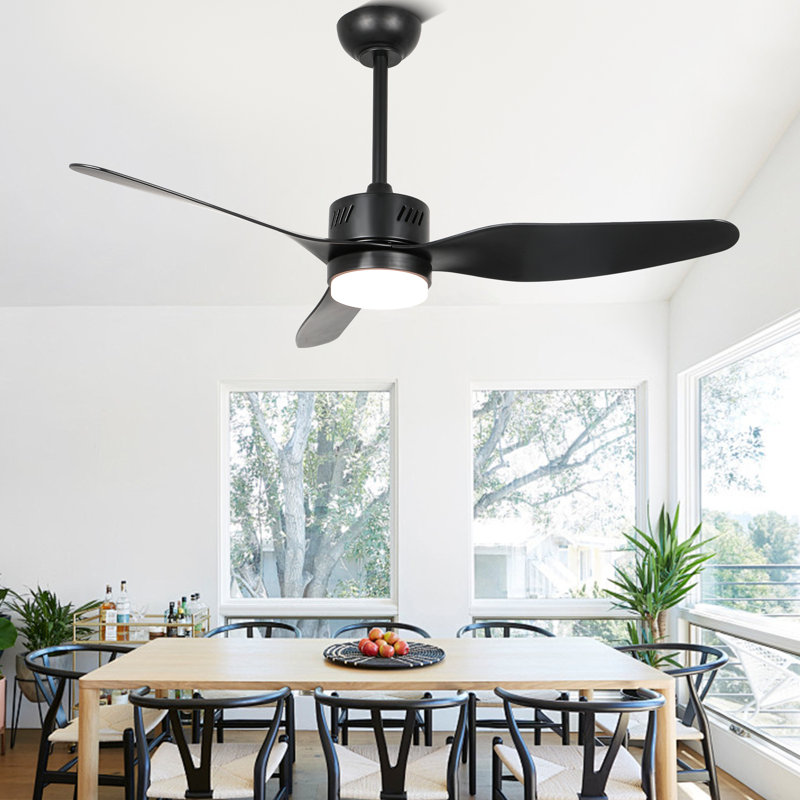 Ventilateur de lustre d'intérieur de 46 pouces, ventilateur de plafond noir moderne avec lumières et télécommande, ventilateur de plafond réversible à 6 vitesses pour la chambre à coucher