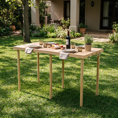 120cm Solid Pine Folding Dining Table - No Assembly Portable Desk for Small Spaces