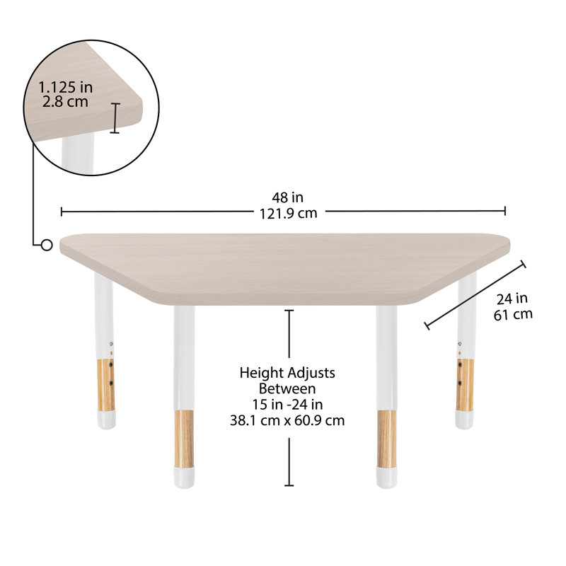 Table d'activité thermofusionnée 30 "x 60" avec pieds réglables en bois épais - Sable asiatique / blanc / naturel, Asian Sand