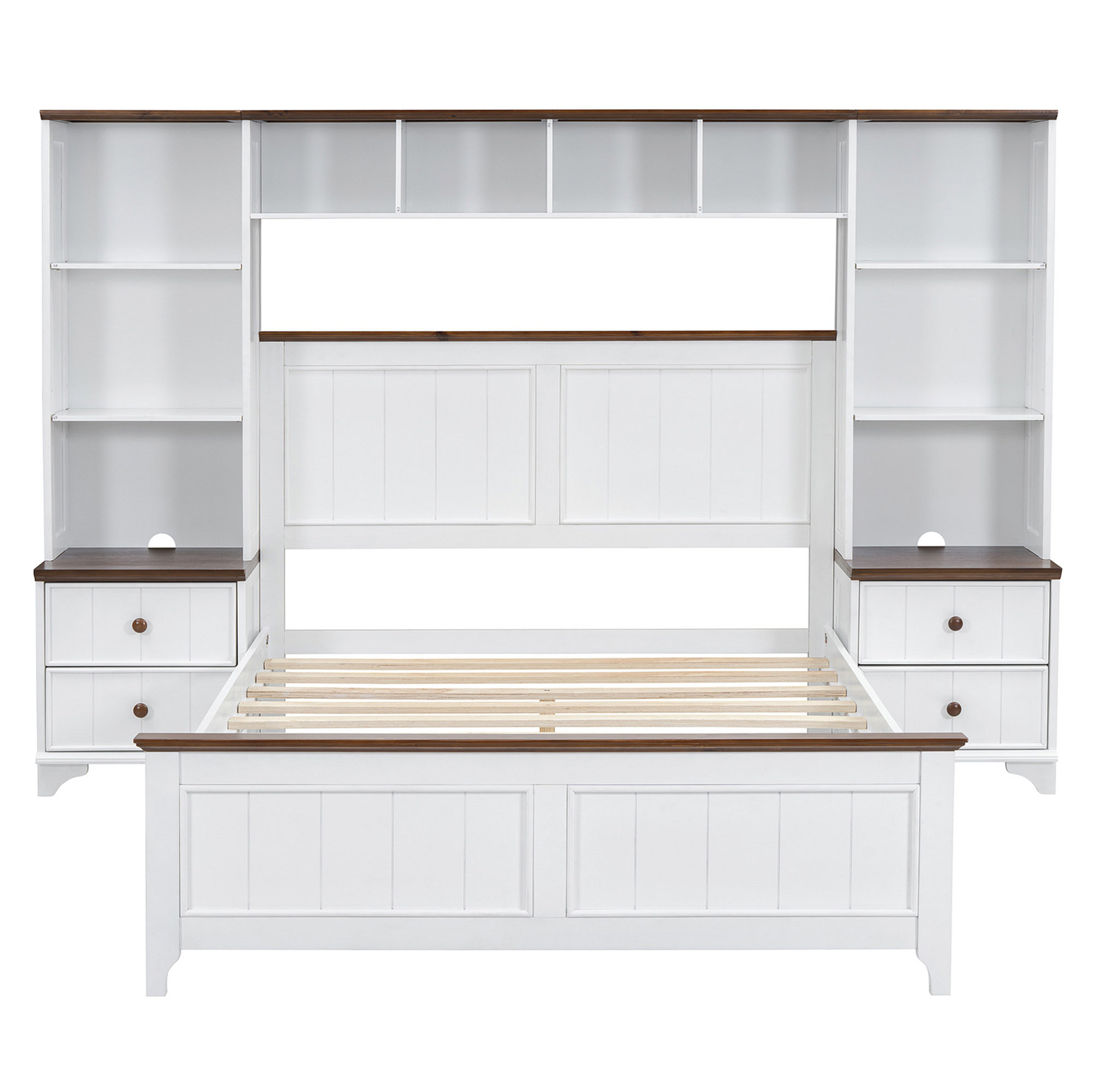 Red Barrel Studio Solid Pine Wood Platform Bed With All-In-One 2 ...