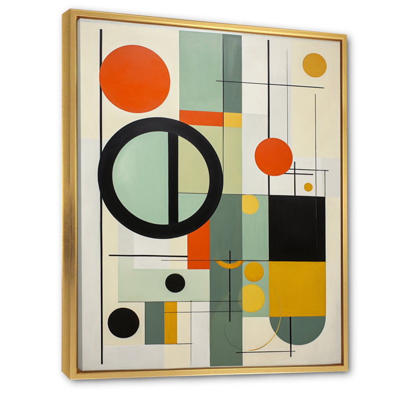 «Mid Century Century Mod Geometrics III» d'Iggo - reproduction sur toile, H 40 po x l 30 po x P 1,5 po, Cadre flottant doré