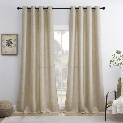 Draycott Faux Linen Semi-Sheer Curtain Pair
