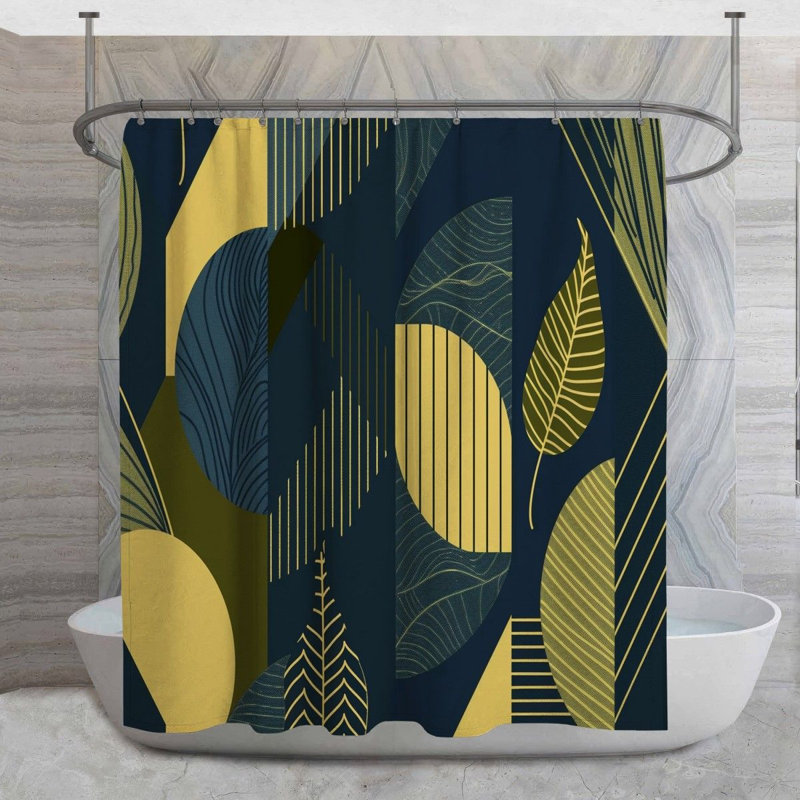 Rideau de douche à motif géométrique, H 73 po x l 70 po