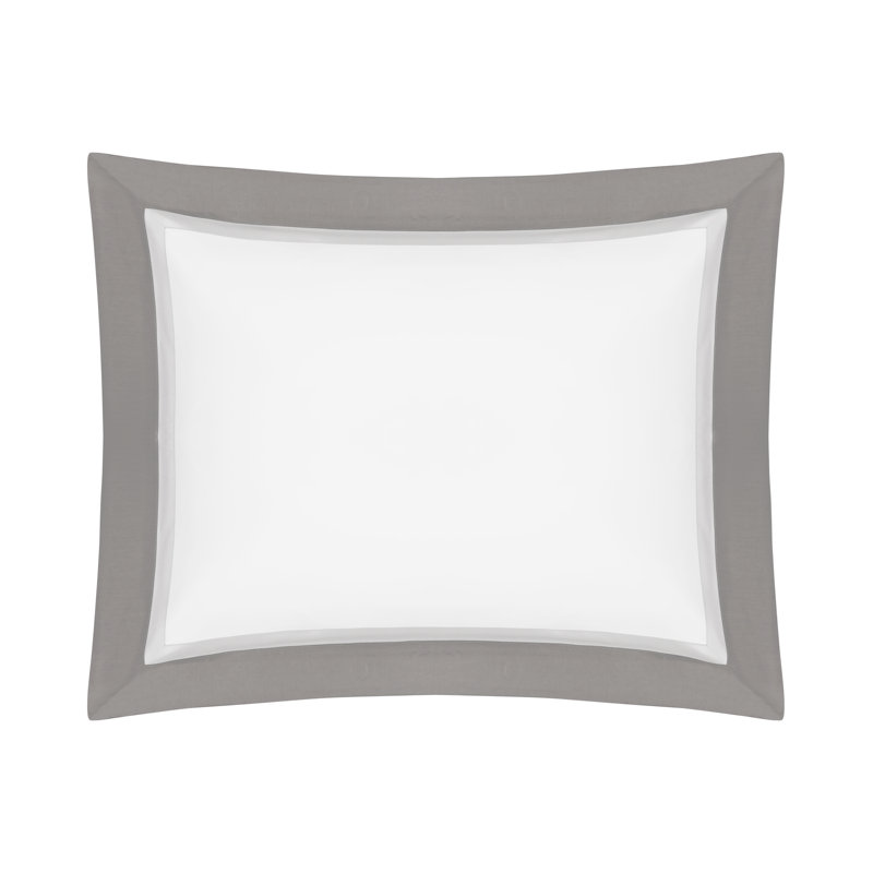 Borders Sham, Euro, White/Pebble/Chrome