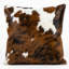 Housse de coussin tricolore en cuir de vache - 51 x 51 cm-134852717