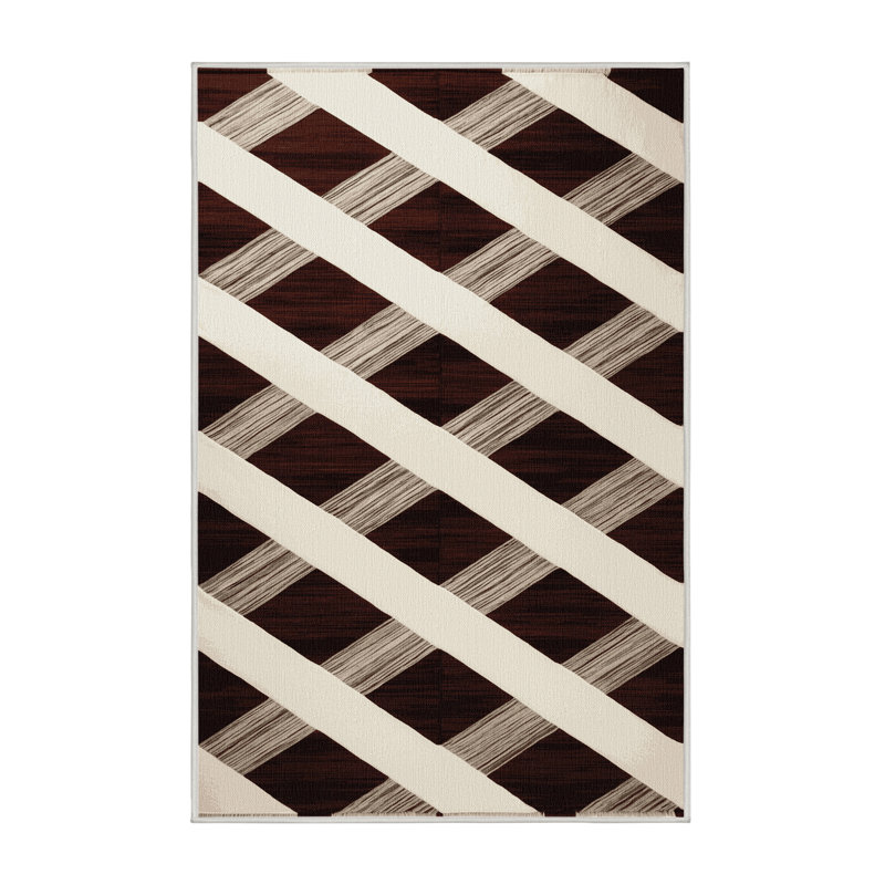 Tapis beige à carreaux lavable à la machine, Rectangle 2 pi x 3 pi