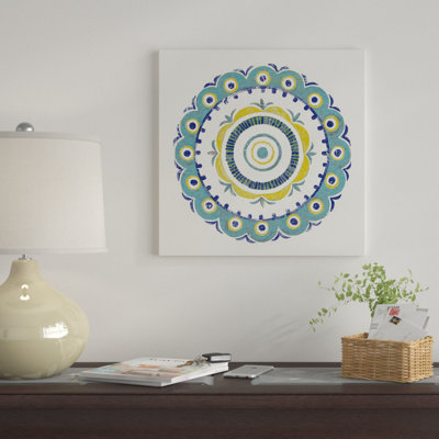 «Lakai Circle II, Blue and Yellow» par Kathrine Lovell, impression sur toile tendue