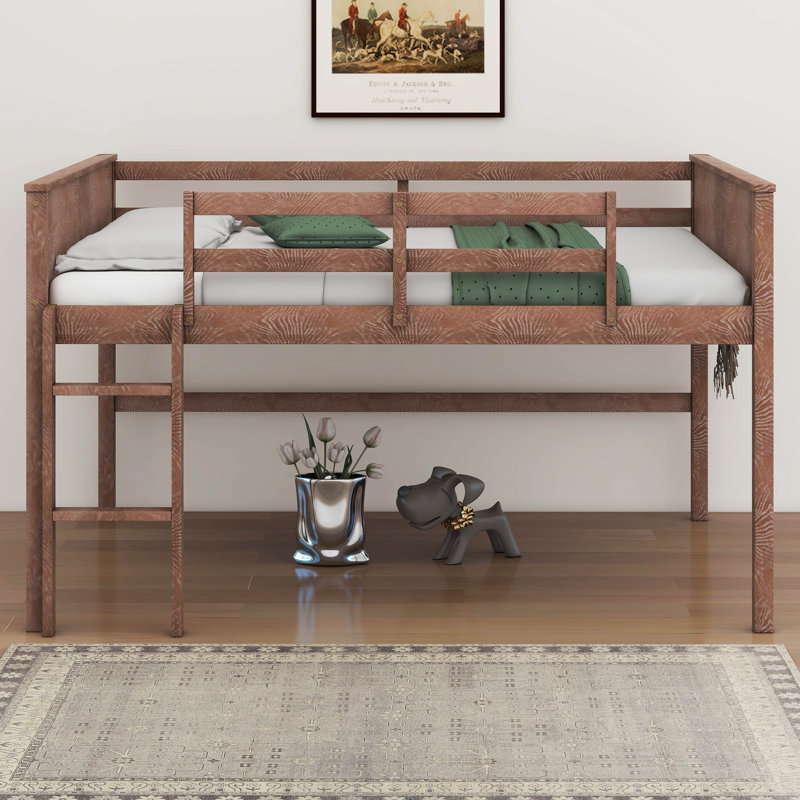 Lit mezzanine double Hurteau, Blanc rustique naturel