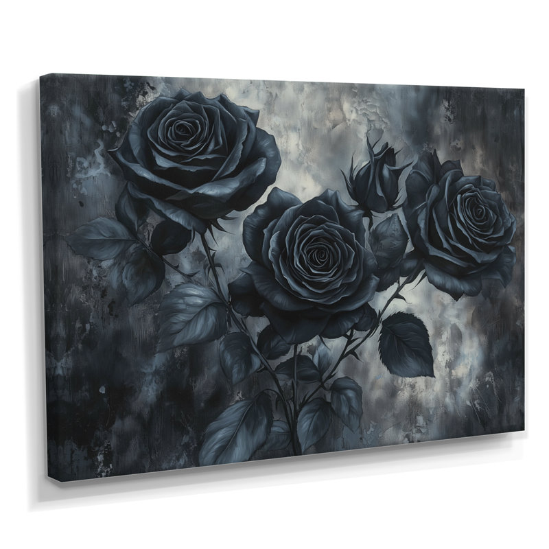 Midnight Roses Elegance I - Assortiment de grands bouquets assortis, H 12 po x l 20 po, Toile tendue, Ne s’applique pas