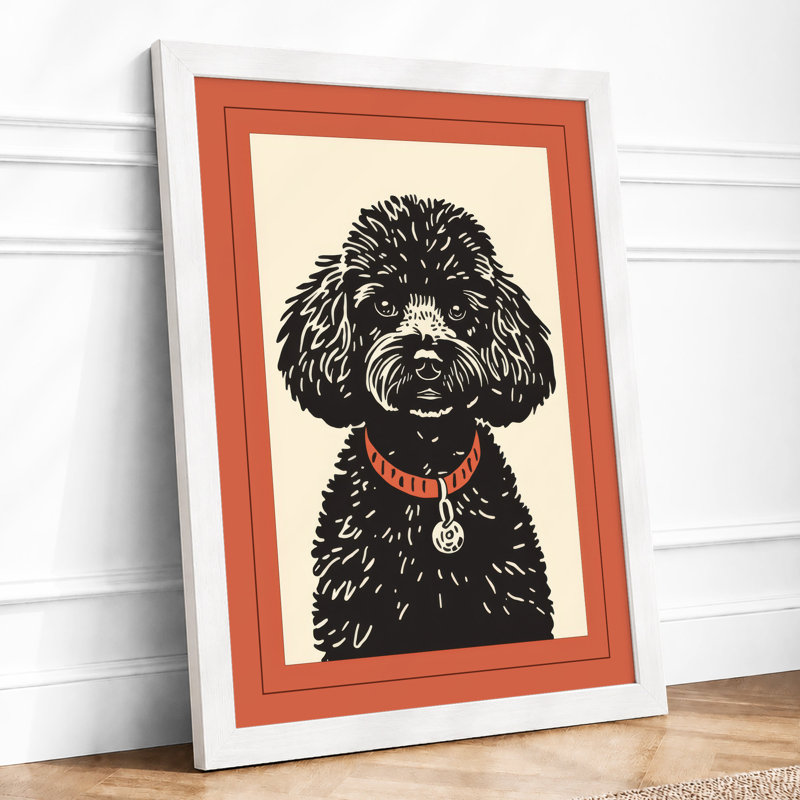 Groomed Poodle Retro - Framed Print, A3 - 42.0 x 29.7 cm, White