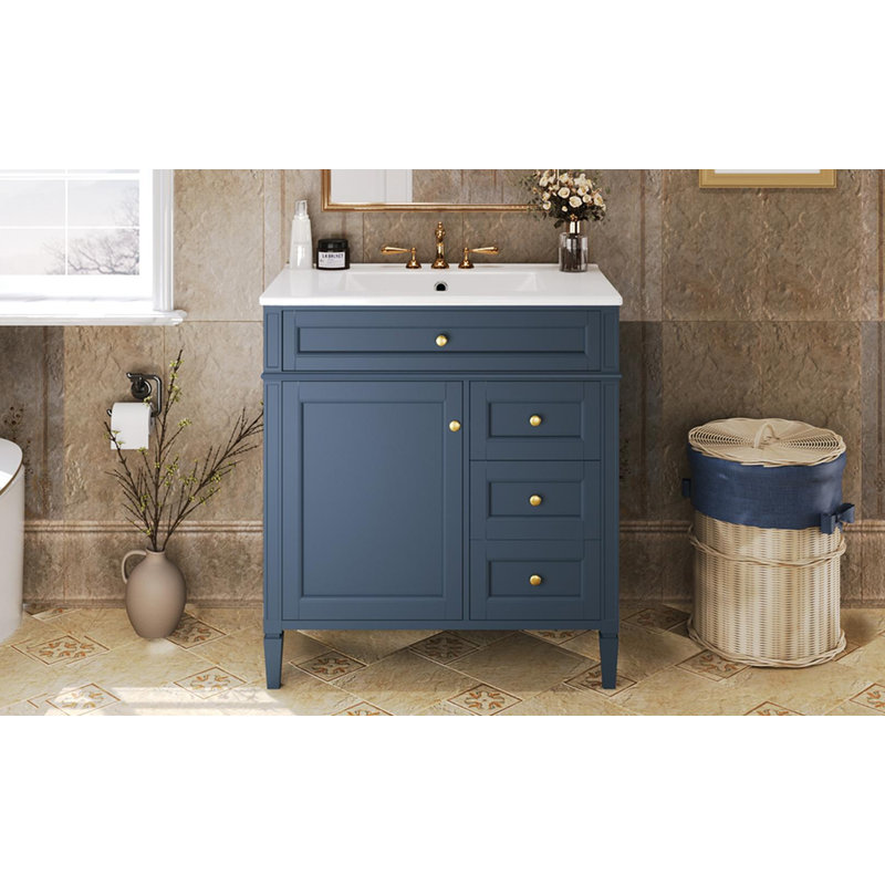 30'' Bathroom Vanity with Top Sink, Blue