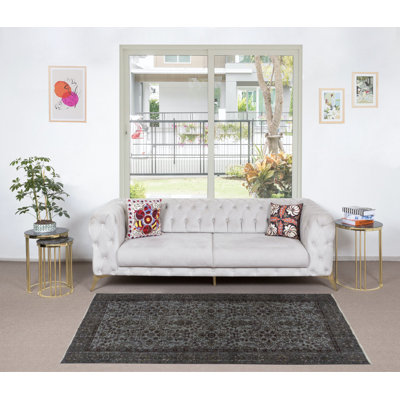 4.7x7 Ft Decorative Handmade Turkish Rug Over-Dyed in Grey, Ideal for Contemporary Interiors