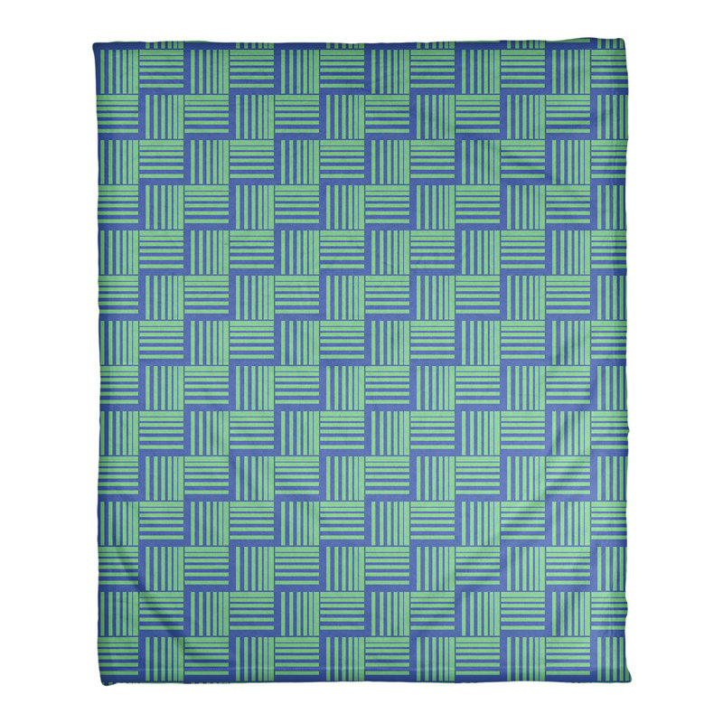 Couverture polaire à rayures classic basketweave, l 30 po x L 40 po, Bleu / vert