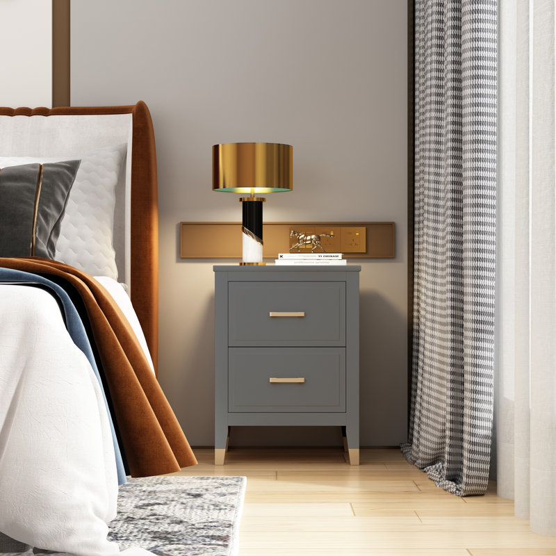 Dibble 45cm W Bedside Table, Grey