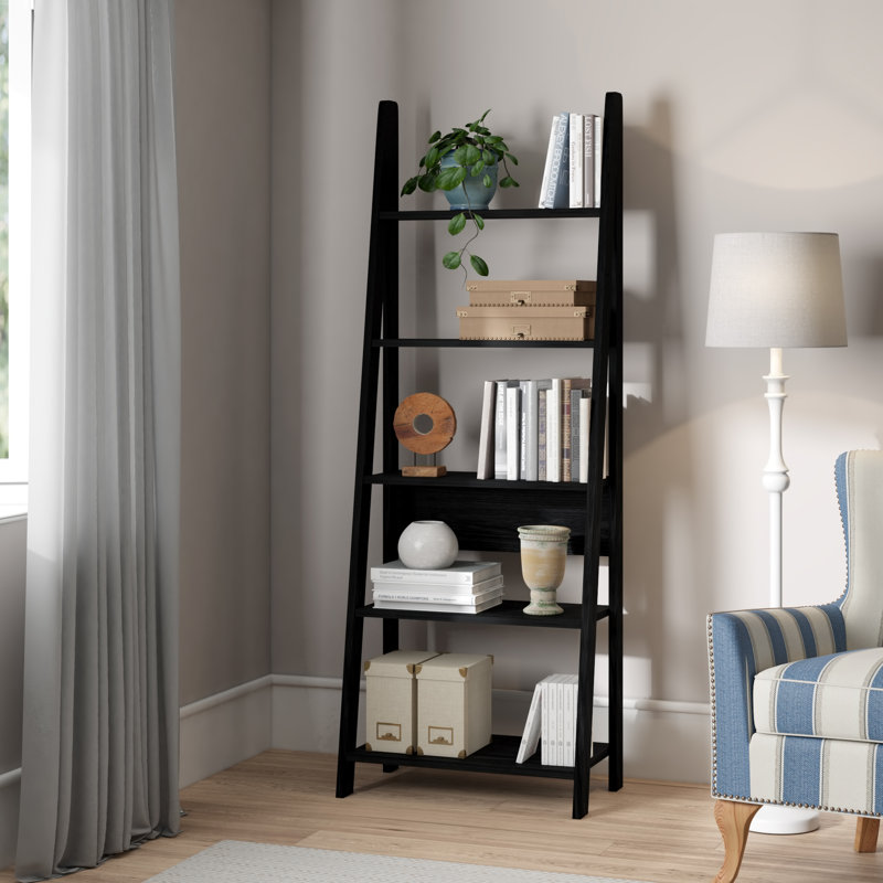 Gardi 175.5cm H x 64cm W Ladder Bookcase, 64 cm x 17.5.4 cm x 36.7 cm, Black