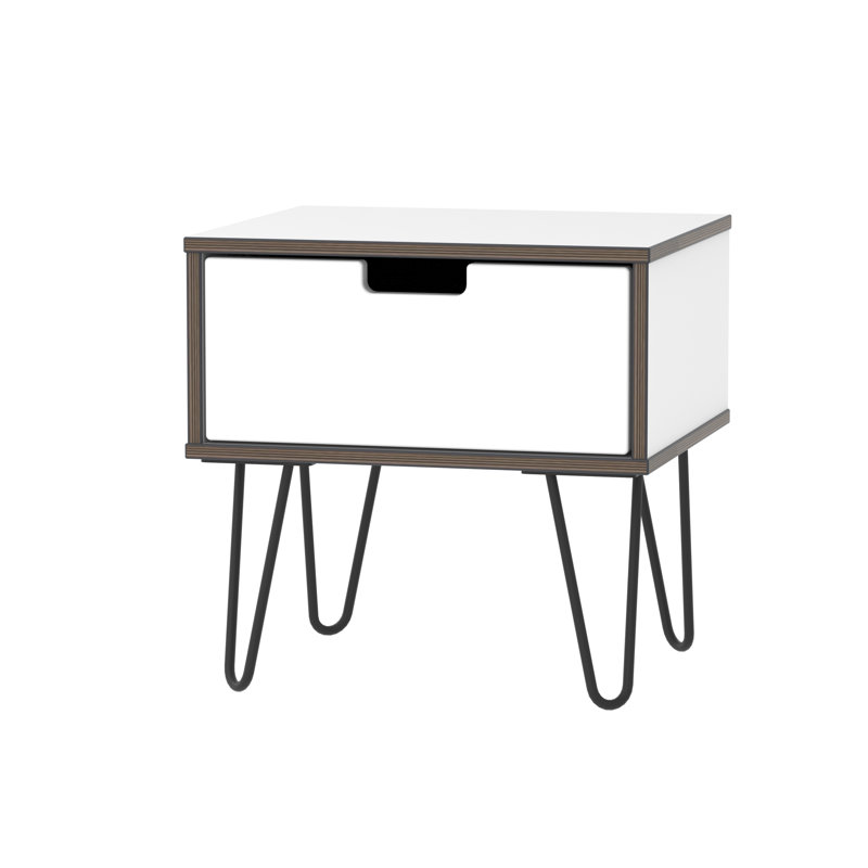 Fully Assembled Fairbury 1 Drawer Bedside Table, White Matt