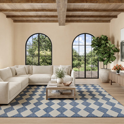  Tapis bleu marine moderne carré 8 pi x Positano