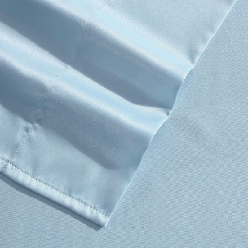 Laura Ashley Satin Bliss Solid Sheet Set, King Sheet Set with 2 Pillowcases, Satin Bliss Solid Blue