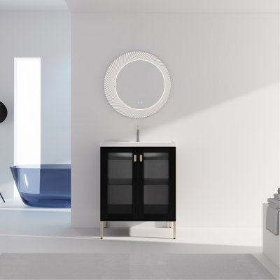 Stylish Bathroom Vanity With Ceramic Sink And Soft Closing Door, Offering Functionality And Elegance.