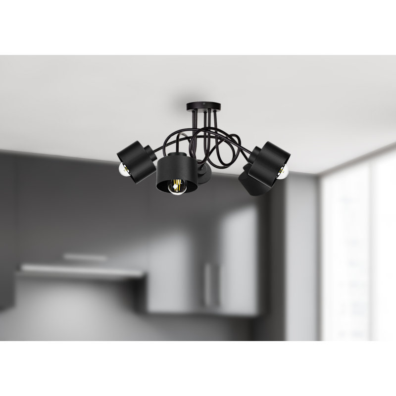 Bavory Flush Mount, Black, Black