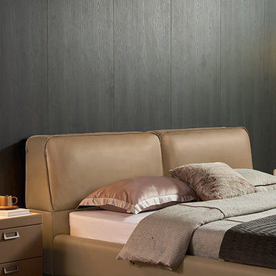 Mason King Leather Bed in Butternut Brown