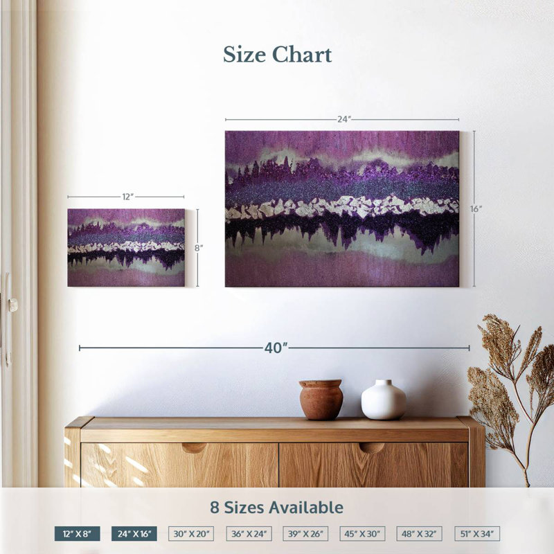 Chatoiement mauve, H 16 po x l 24 po