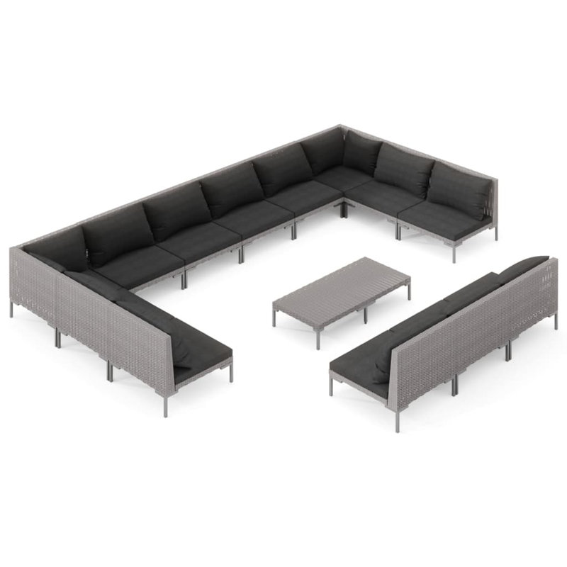 Ebern Designs 14 Piece Garden Lounge Set With Cushions Poly Rattan Dark Grey