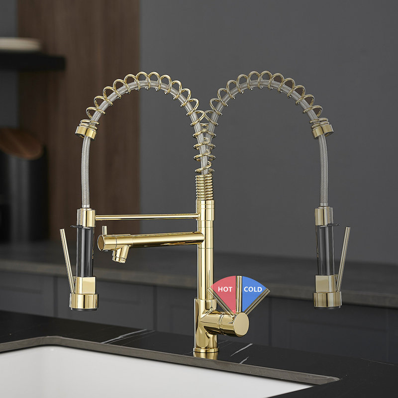 Robinet de cuisine commercial avec pulvérisateur rétractable, robinet d'évier de cuisine monocommande à levier unique