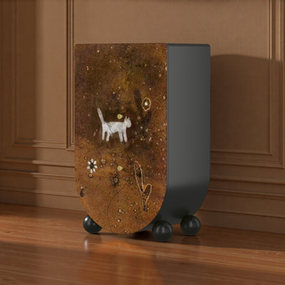 Armoire d'appoint en bois massif Vintage Abstract Cat