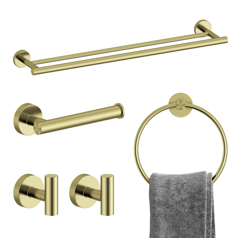 Ensemble de quincaillerie de salle de bain Radius 4 pièces en or brossé, Or brossé