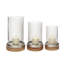 Lampe ouragan pilier en bois brun 3 pièces