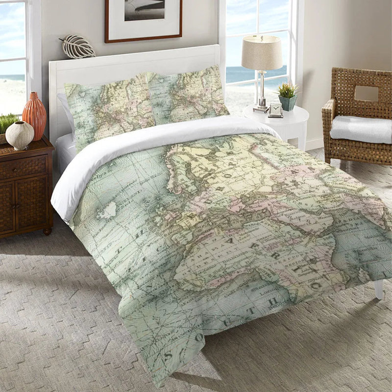 Housse de couette en microfibre World Map, Housse de couette pour très grand lit
