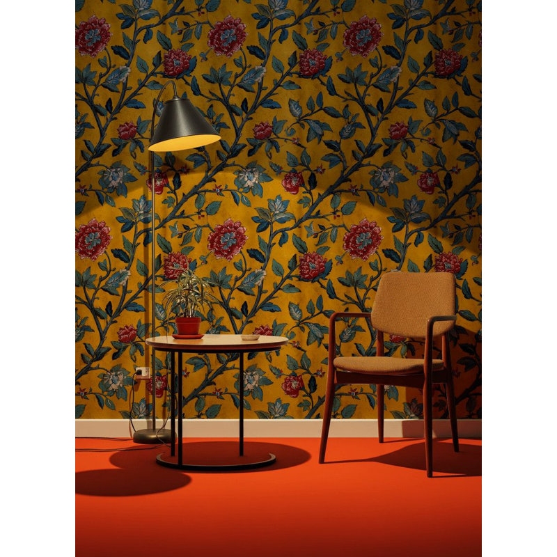 Papier peint floral jaune Botanical