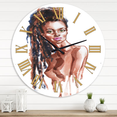 Portrait d'une femme afro-américaine - horloge murale moderne