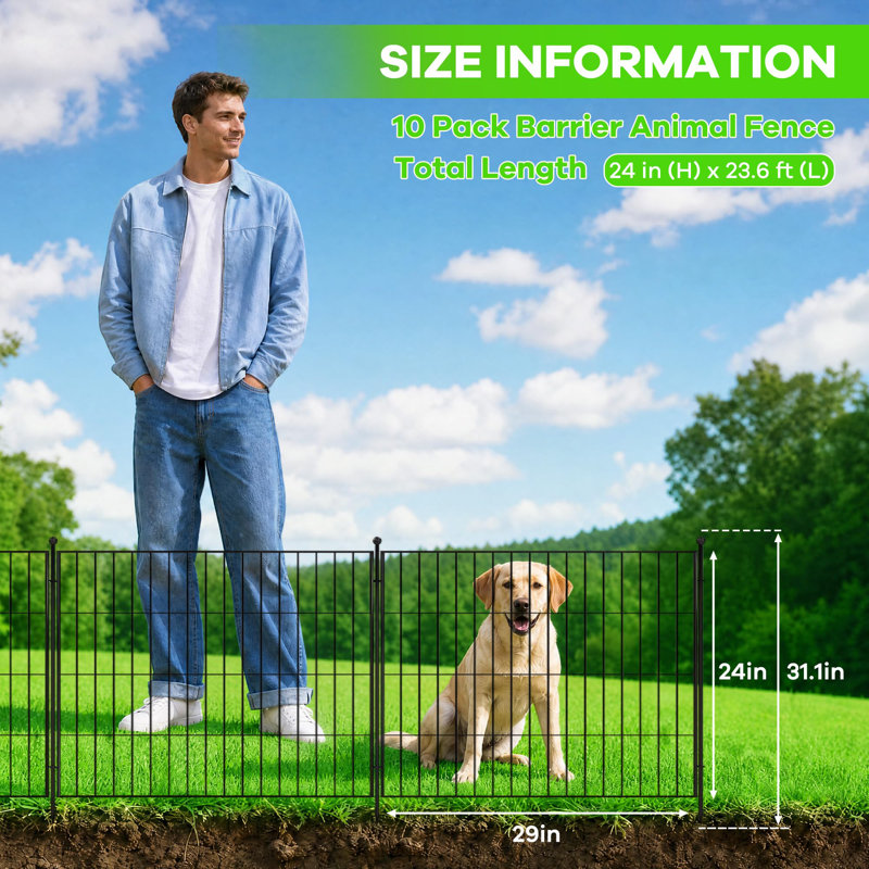 719.33 cm W Steel Border Fencing with 10 Panel(s) Included, 60.96cm H x 719.33cm W
