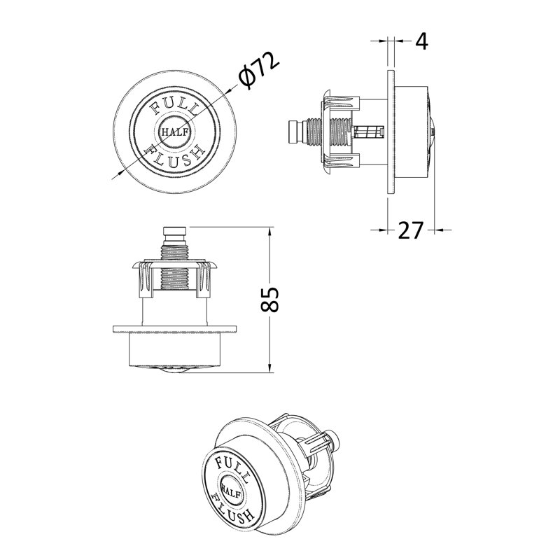 Traditional Dual Push Button Flush