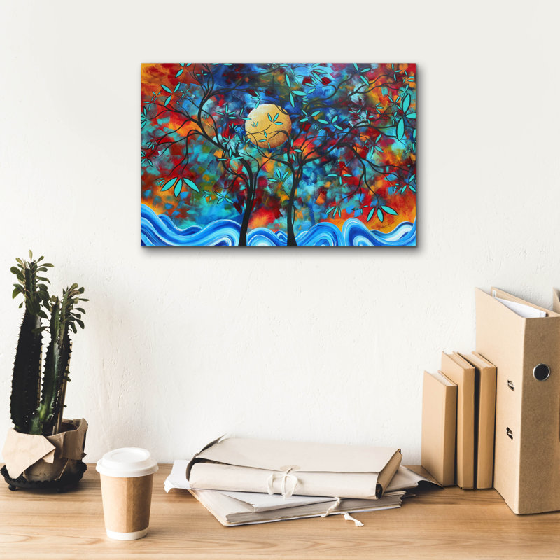 «Red Lover's Moon» par Megan Duncanson, art mural sur toile, H 12 po x l 18 po