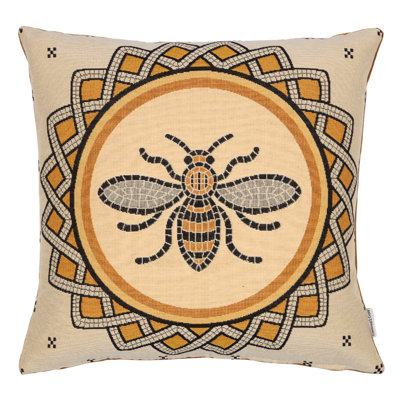 Mosaic Bee Woven Cushion with Fibre Filler 