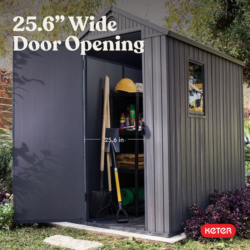 Darwin 4 ft. W x 6 ft. D Durable Resin Outdoor Storage Shed With Floor and Window for Garden Patio Furniture and Tools, Grey