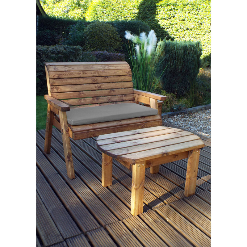 Farrar Solid Wood Pine Outdoor Bench, Grey