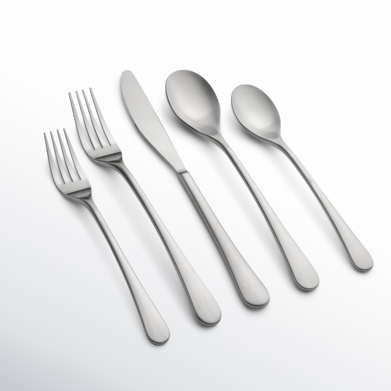 Vicki Stainless Steel Flatware - Set of 20, Silver Satin