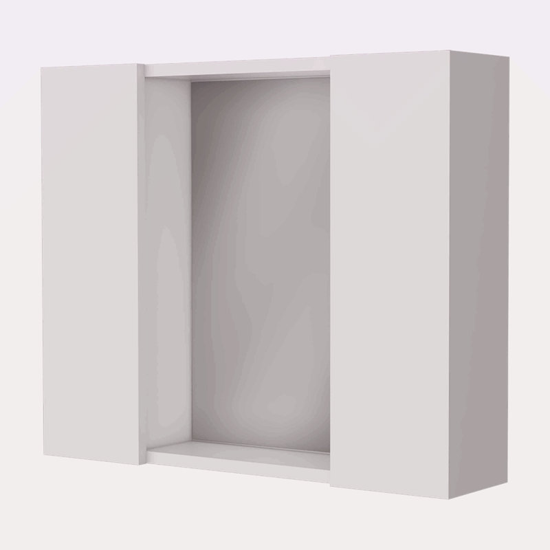 Pharmacie, miroir, porte double, une tablette extérieure, Blanc