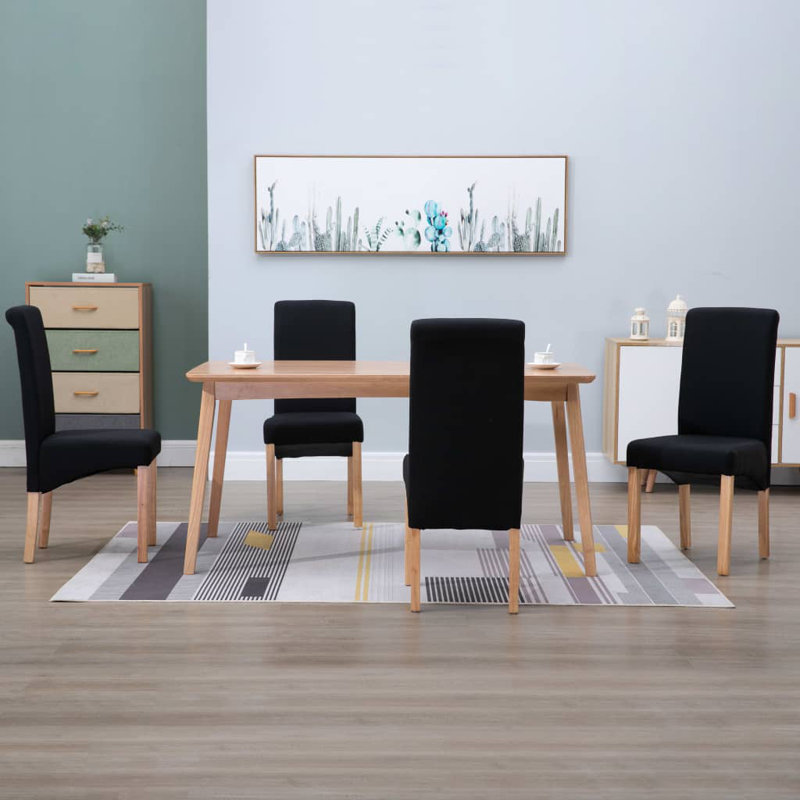 Chaise d'appoint rembourrée avec structure en bois, Noir, 4